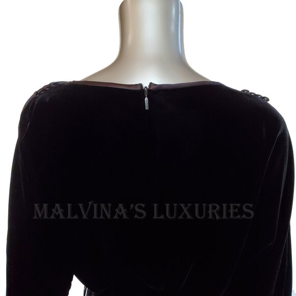 GUCCI DRESS VELVET DRAWSTRING MIDI BLACK LONG SLEEVE sz IT 44 US 8 - Picture 9 of 12